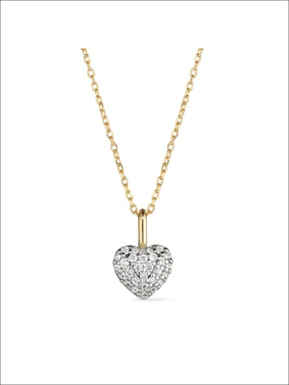 14K Gold Plated Pendant Necklace Cubic Zirconia Heart Charm